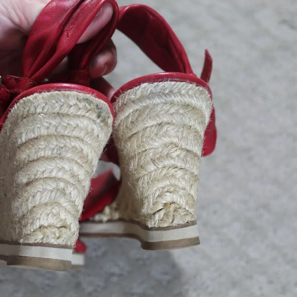 ANTONIO MELANI Size 8M Dream Leather Wedge Espadrille Sandals